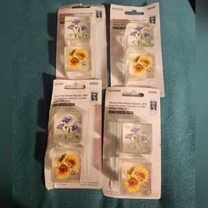 Fujifilm Instax Floral Cube Photo Stands with Sunflower and Blue Flower Designs